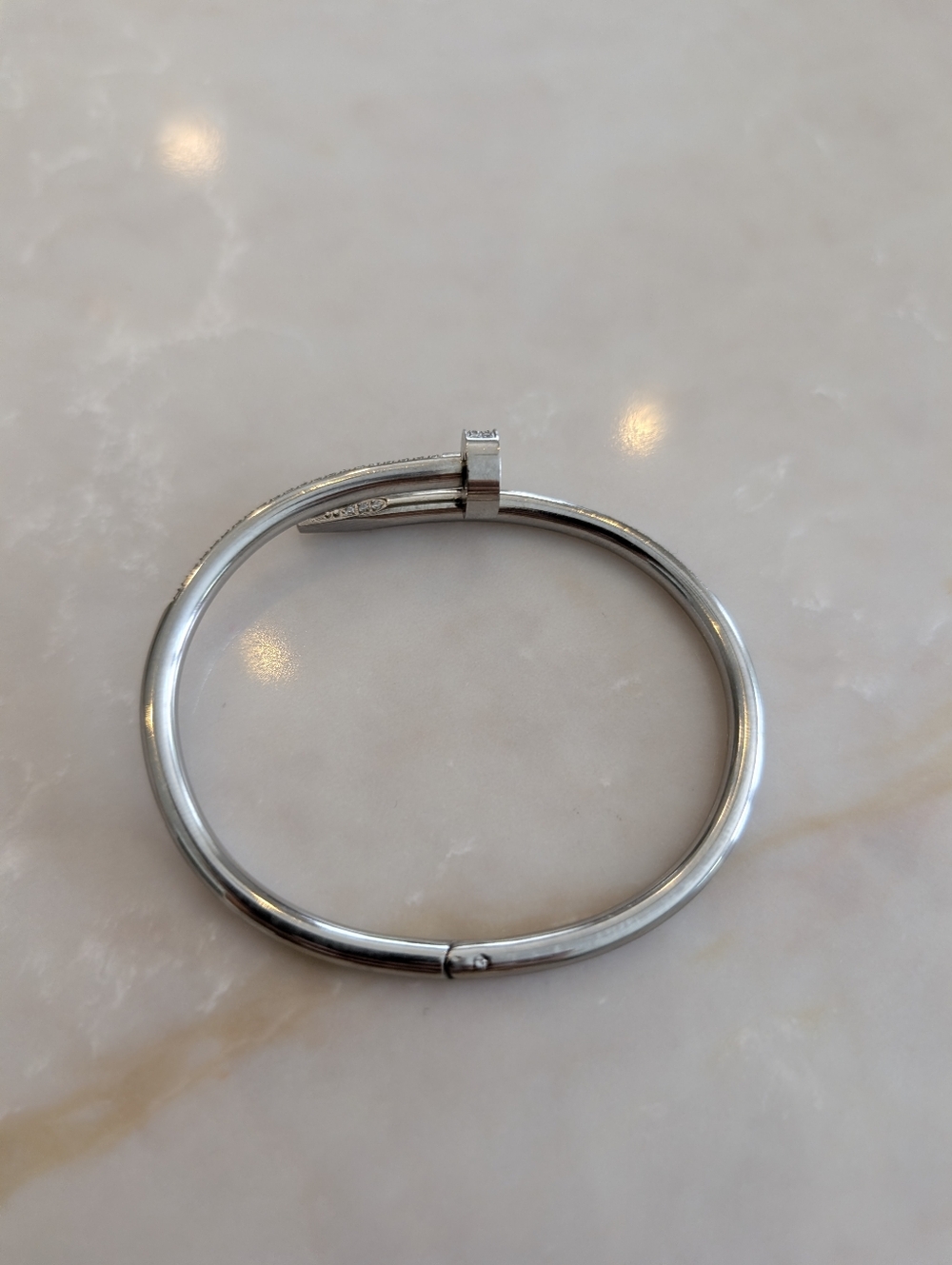Sterling Steel Fashion Silver Women's Hinged Bangle Bracelet